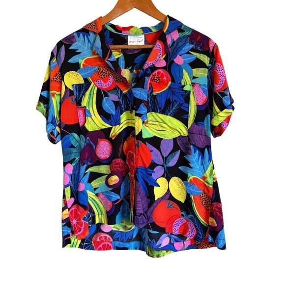 The Art of Anthropologie Orane Sigal Bonanza Surf Tropical Fruit Shirt Collared - Picture 3 of 12